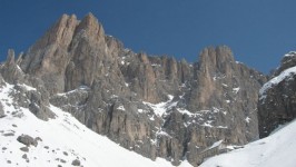 Langkofelstock gesehen von unterhalb Rifugio Vincenza